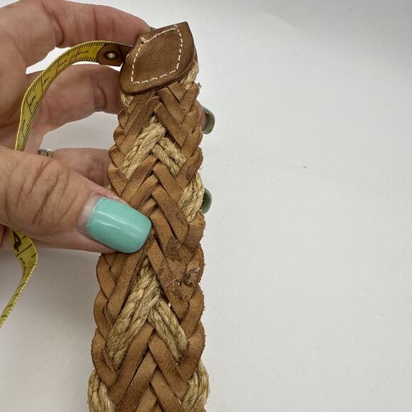 Leather & Twine Woven Brown Belt Made in India Sz Medium - Picture 8 of 9